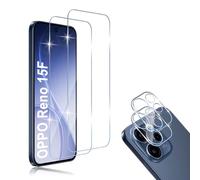 HidWee Screen Protector Compatible with OPPO Reno 15 FS 5G / OPPO Reno 15F 5G for Tempered Glass, 2 Pieces Protective Glass & 2 Pieces Camera Protection, 9H Hardness Anti-Scratch Protection Glass, HD