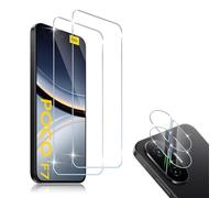 HidWee Tempered Glass Compatible with Xiaomi Poco F7 5G Screen Protector, Pack of 2 Protective Glass & 2 Camera Protective Film, 9H Hardness HD Protection Glass, Anti-Scratch Screen Protector & Camera