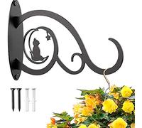 Hidyliu 1pcs Wrought Iron Bracket, Iron Wall Hooks Brackets, Decorative Plant Holder, Rustic Home Decor, with Screws, for Lanterns, Wind Chimes, Flower Pot Baskets, Decorative Plants, Bird Feeders