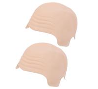 Hidyliu 2 Pcs Latex Bald Head Wig Cap, Stretchable Latex Bald Cap for Cosplay Role Playing, with Elastic Material for Kids Teens Adults (Beige)