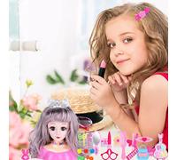 Hidyliu 25Pcs Hairdressing Makeup Dolls Set for Styling Play for Girls, Non- Plastic, Includes Accessories (Pig melon seed machine (expression random #34)