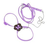 Hidyliu Adjustable Lizard Harness Anti Bite Design with Chain for Safe Walking of Reptiles and Small Birds Durable Polyester 1 X Leash (Purple)