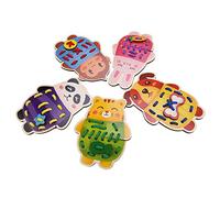 Hidyliu Animal Threading Board Educational Toy for Kids Ideal for Developing Motor Skills and Coordination Made of Non- Wood in Vivid Colors, Set of 5