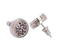 Hidyliu Aromatherapy Stud Earrings Fashionable Essential Oil Diffuser for Women, Compact Round Alloy Earrings, 1 Pair (EH290-5)