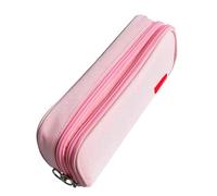Hidyliu Canvas Pencil Case Large Capacity and Simple Design Pouch for Students 23.5x10.5x6cm Made of Durable Canvas (Light Pink)