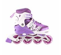 Hidyliu Children's Adjustable Inline Skates with Light Up Wheels for Outdoor Fun Boys Girls 4 Size Design (Purple full flash luxury suit #91)