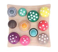 Hidyliu Colorful Educational Mushroom Picking Game Toy for Kids, Enhances Sorting and Color Cognition, 12Pcs Basswood Mushroom Set for Children Over 12 Months