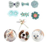 Hidyliu Compact Pet Hair Accessories Set for Small Dogs Cats 7PCS Colorful Hairpins Cloth Gift Box (2)