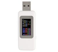 Hidyliu Digital USB Voltage Meter and Amperage Tester with LCD Display, Measures Current and Voltage Up to DC 30V for Tech Enthusiasts, Lightweight Portable Design (White)