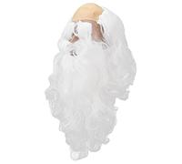 Hidyliu Fake Beard Set White Synthetic Curly Wig and Eyebrows for Fancy Dress Party Christmas