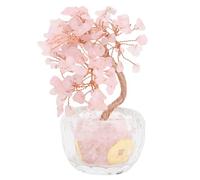 Hidyliu Feng Shui Money Tree, Artificial Crystal Bonsai Decor for Wealth and Luck, with Elegant Home Office Desk Decoration (Pink)
