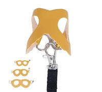 Hidyliu Hamster Harness and Leash Set Soft Faux Leather Vest with Bells for Easy Walking for Small Pets - 3 Sizes (Yellow)