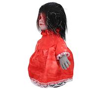 Hidyliu Haunted Walking Doll with Creepy Features and Voice Control for Halloween Parties - 11.8in Black or White Hair, Scary Doll Prop (Z113 walking ghost baby with black hair and red)