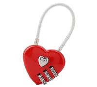 Hidyliu Heart Shape 3 Digit Code Lock Portable Password Security Padlock for Luggage and Suitcase Travel Zinc Alloy Durable Mini Size (Red)