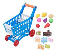 Hidyliu Kids Shopping Cart Set, Educational Play Food Toys for Learning Development, with Durable Plastic Material (Blue)