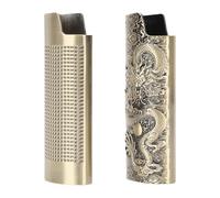 Hidyliu Lighter Case Grid and Dragon Design, Exquisite Engraved Metal Lighter Cover for Parties and Bars, 8cm, 2 Pcs (Bronze)