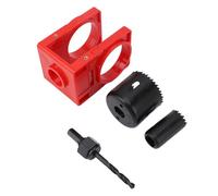 Hidyliu Lock Installation Kit for Wooden Doors with Adjustable Guide Template and Hole Saws for Easy Installation, Carbon Steel, 4 Pieces (Red)