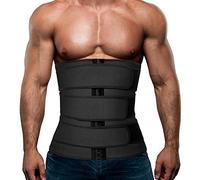 Hidyliu Mens Workout Waist Trainer Neoprene Corset Sauna Sweat Trimmer Cincher Slimming Belly with Belts, Black Waist Trainer Belt, Medium
