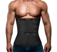 Hidyliu Mens Workout Waist Trainer Neoprene Corset Sauna Sweat Trimmer Cincher Slimming Belly with Belts, Black Waist Trainer With 2 Belts, Medium