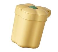 Hidyliu Mini Desktop Trash Bin with Lid Flower Design for Bedrooms Durable Garbage Can Ideal for Small Item Storage (Yellow)