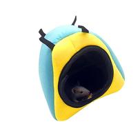 Hidyliu Mini Hamster Bed Comfortable Warm Fleece Winter House for Small Pets Lightweight Portable (Blue)