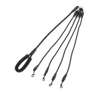Hidyliu Pet Traction Rope Durable 4-Ways Adjustable for Outdoor Walking with Small Dogs and Cats, Black Nylon 1.5m/4.9ft (Heads)