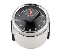 Hidyliu Universal 2in Clock Meter Red Backlight with Hour Display for Car Boat Yacht 52mm Stainless Steel (Black Dial Silver Cover)