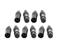 Hidyliu XLR Plug and Socket Set Audio Connection for Sound Engineers, 5 Pair, Black Color