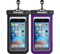 Hiearcool Universal Waterproof Phone Pouch Compatible for iPhone 17 16 15 14 13 Pro Max Plus Up to 8.3", IPX8 Beach Travel Essentials-Black&Purple-2Pack