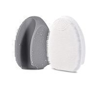 HIEERBUS Silicone Face Scrubber,Manual Exfoliating Brush,Handheld Facial Cleansing Brush for Women Men-Blackhead Removing Pore Cleansing Massaging for Sensitive, Delicate, Dry Skin (3rd-Grey+White)