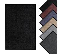 Hieftan Non-Slip Heavy Duty Rug & Doormat, Washable Super Absorbent Indoor/Outdoor Dirt Trapper Mat, Waterproof, Durable, Easy to Clean, 50 x 80 cm, Blue - Ideal for Entryway, Patio, Garage (Black)