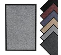 Hieftan Non-Slip Heavy Duty Rug & Doormat, Washable Super Absorbent Indoor/Outdoor Dirt Trapper Mat, Waterproof, Durable, Easy to Clean, 50 x 80 cm - Ideal for Entryway, Patio, Garage (Silver)