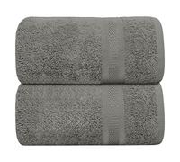 Hieftan Towels Bath Sheet Set - 100% Cotton Pack of 2 Jumbo Extra Large Bath Sheets Towel 600gsm Highly Absorbent Rapid Dry Super Sheets for Bathroom 180 X 90 cm (Grey)