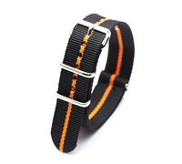 HIEHGN 2 Black 1 orange Soft Breathable Nylon Strap Watch Replacement Belt 18mm 20mm 22mm 24mm Sports WatchBand For Adjustable Buckle,2Black1Orange1W,20mm