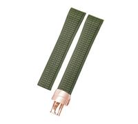 HIEHGN 21mm Colorful Silicone Rubber Watchband For Patek Watch Strap for Aquanaut Philippe Series 5164a 5167a Butterfly Buckle Men,Dark green, Rose buckle,21mm