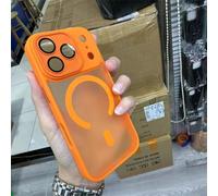 HIEHGN Black Transparent Case For iPhone 17 16 15 14 13 12 11 Pro Max Wireless Charging Acrylic Hard Protect Cover,orange,For iphone11