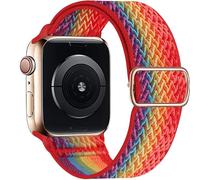 HIEHGN Bohemian Nylon Strap for Watch ultra 2 49mm 41mm 45mm 38/40/44mm Elastic Shiny Bracelet for iWatch Series 9/8/7 6 5 4 Se Band,Rainbow,38/40/41mm
