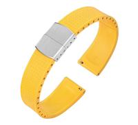 HIEHGN Fluororubber Watch Strap 18 19 20 21 22mm Fast Release Butterfly Buckle Watch Bands Strap For Cut To Size,Yellow,20mmButterfly Buckle