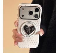 HIEHGN Polka Dots Love Heart Bracket Phone Case for iPhone 17 Air 16 15 14 13 12 mini 11 Pro Max Shockproof Hard Cover,with holder,For iPhone 15 Pro Max