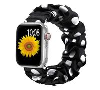 HIEHGN Scrunchie Strap for watch band 10 42mm 46mm 40mm 41mm 45 44 38 Elastic Nylon bracelet foriwatch series for ultra2 4 5 6 7 8 9 SE,Black White dot,45/49mm L