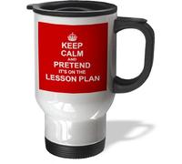 Hiekon Red Keep Calm And Pretend Its On The Lesson Plan Humorous Travel Mug, 14-Ounce