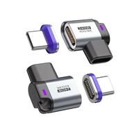 HiEmbedLogic Magnetic 8K Ultra HD Video 40GBPS Full Speed Data Transfer USB4.0 Magnetic Type-C Adapter, 24Pin Connectors 240W Super Fast Charging universally compatiblility (RightAngle-Silver, 2-Pcs)