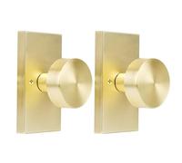 HIEMEY 2 Pack Gold Dummy Door Knob Interior,Satin Brass Bifold and Closet Door Knobs Inactive Dummy Door Handles