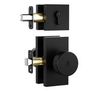 HIEMEY Matte Black Door Knobs with Deadbolt Set, Black Front Door Lock Set Exterior Entry Door Knob Door Handles with Key, Keyed-Alike