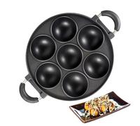 Hiemible 7 Hole Cooking Cake Pan, Cast Iron Takoyaki Pan, Takoyaki Maker, Octopus Ball Machine, Cast Iron Cake Plate for Baking, Nonstick Bakeware Round Tray Roasting Plate Baking Mold for Kitchen