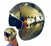 Hiemible Disco Ball Helmet Glitter Mirror Ball, Disco Ball Hat With Retractable Visor, Glitter Mirror Glass Disco Ball Helmet, Washable Liner Disco Party Helmet Hat For Parties Stage Wedding DJ Club