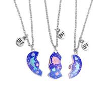 Hiemible Friendship Necklace For 3 People, BFFs Necklace For 3 Girls Magnetic Cute, Best Friend Pendants Jewelry BFFs, Half Broken Heart Matching Pendant For Girls And Female Friends Gift
