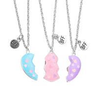 Hiemible Friendship Necklace For 3 People, BFFs Necklace For 3 Girls Magnetic Cute, Best Friend Pendants Jewelry BFFs, Half Broken Heart Matching Pendant For Girls And Female Friends Gift