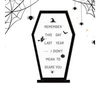 Hiemible Halloween Sign Decoration | Halloween Tabletop Wood Coffin Sign Board - Gothic Display Message Board Ornament for Living Room Haunted House Shelf Garden Farmhouse