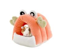 Hiemible Hamster Nest,Plush Hedgehog Habitat House | Full-Coverage Crab Shaped for Chinchilla Mice Ferret Bunny Gerbil Playroom Bedroom Setup W